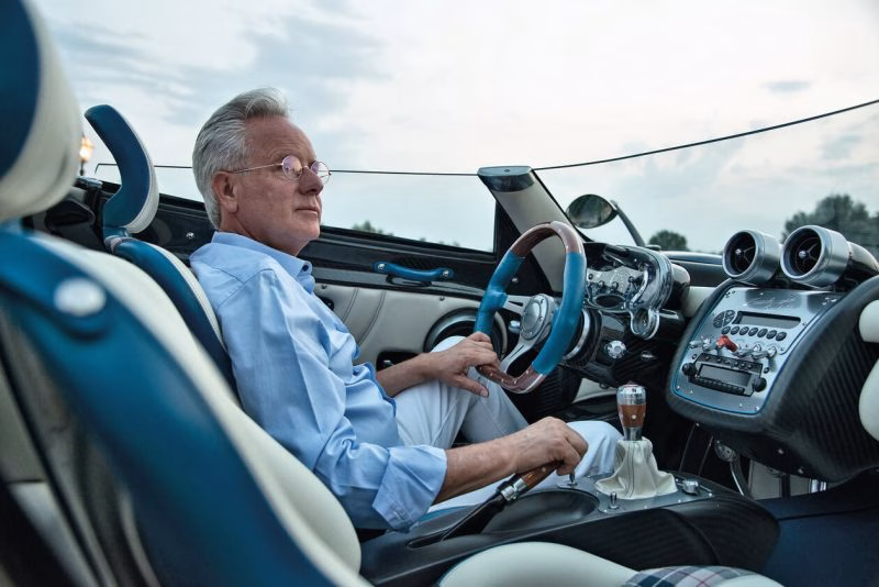 Horacio Pagani discussing hypercar design philosophy and advanced composite materials