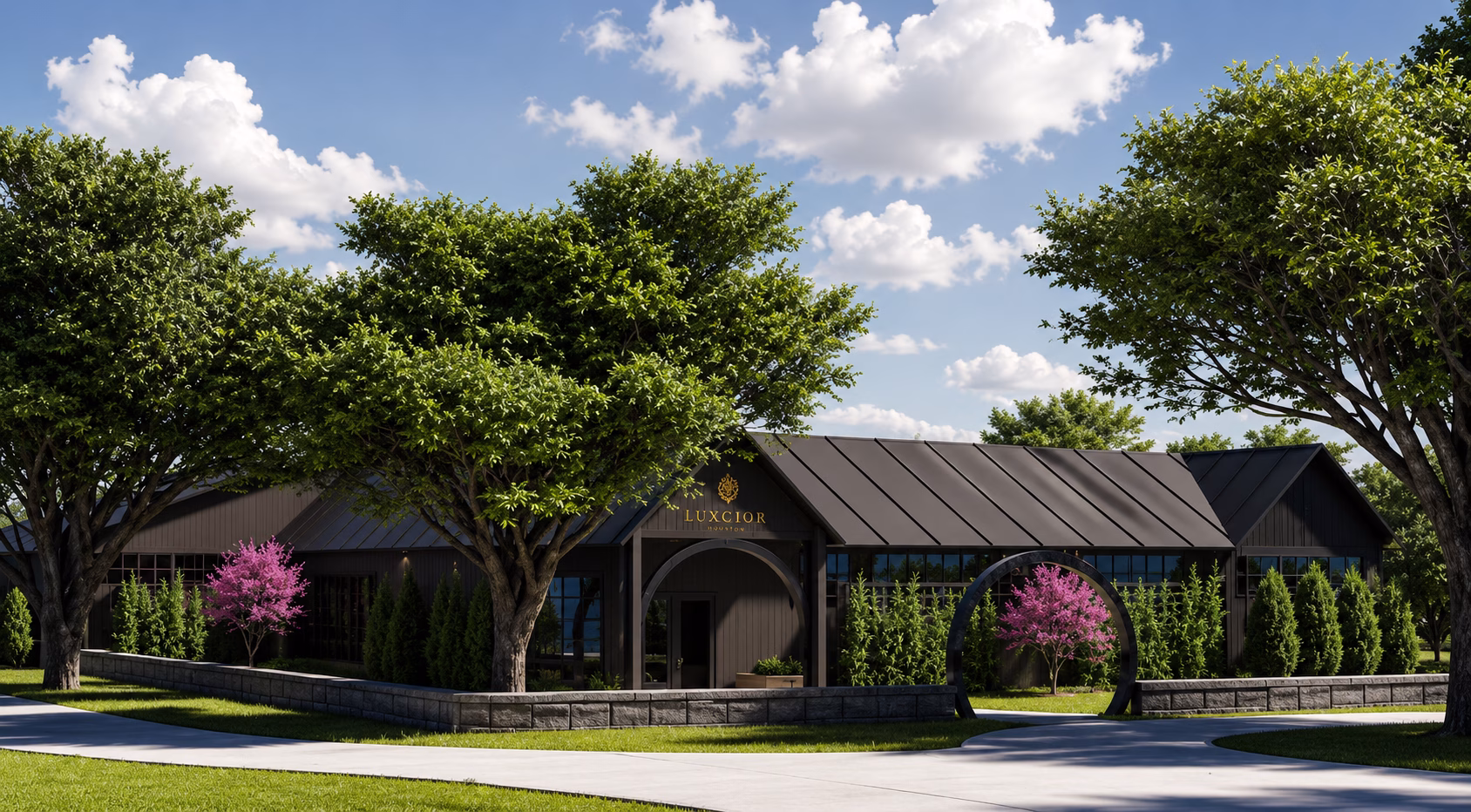 An upscale outdoor terrace pool and lounge area at Oakfire Ridge overlooking the scenic Texas Hill Country